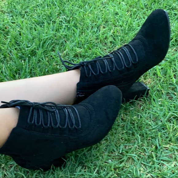 Shoes - Black Faux Suede Booties